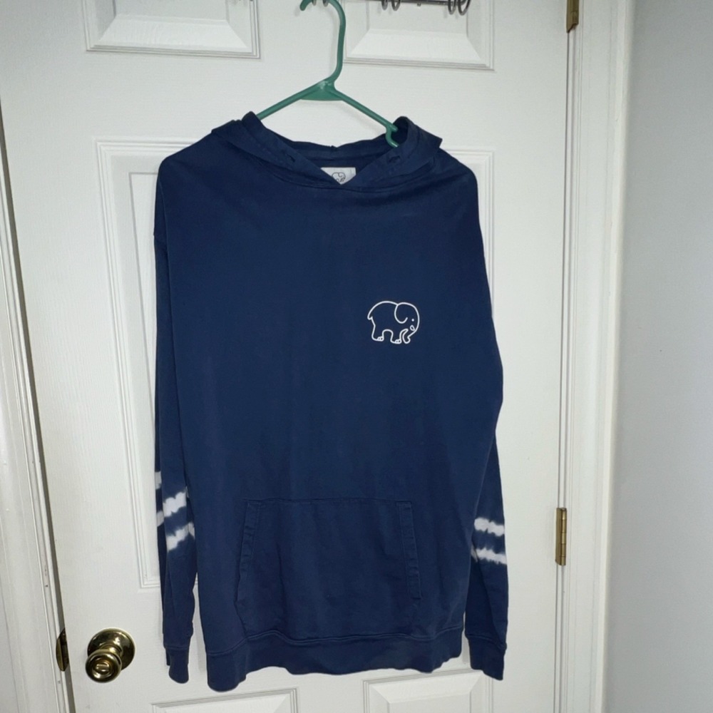 Ivory Ella Navy Blue Organic Cotton Elephant Logo Hoodie Sweatshirt Medium